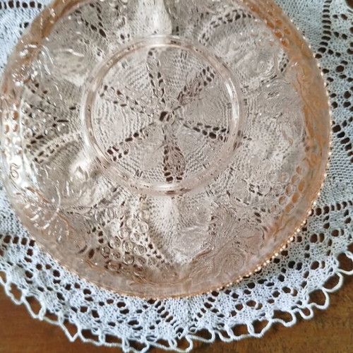 Walther Rüdesheim Depression Glass Pink Vintage Glass Plate Like New