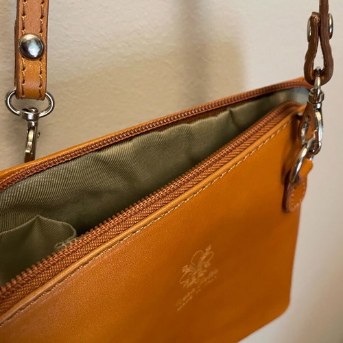 Leather crossbody bag tan new