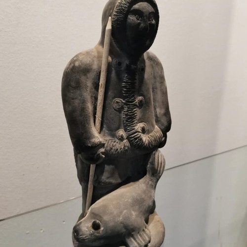 Wolf Original Inuit Seal Hunter Soapstone sculpture handcrafted used