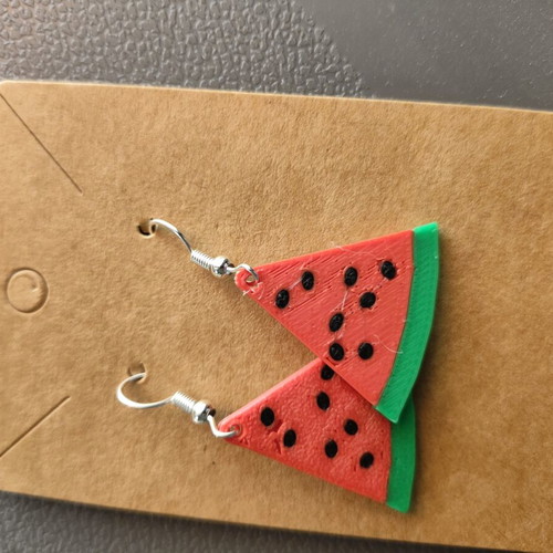 Watermelon design earrings 3D printed made to order