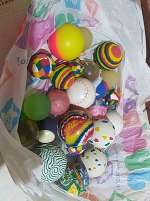 Vintage assorted crazy balls in various colors and sizes