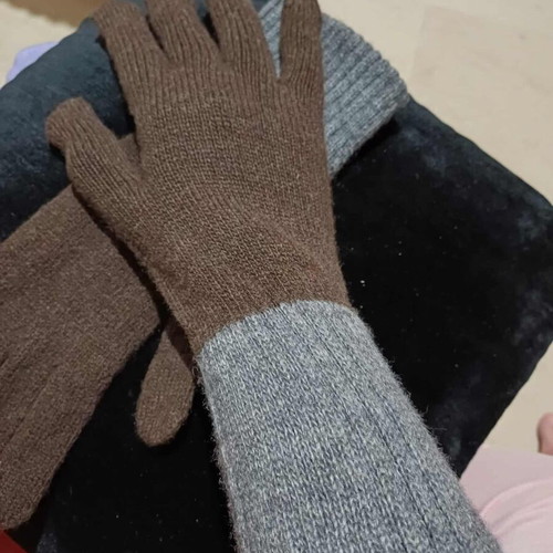 Gloves like new, warm, gray and brown