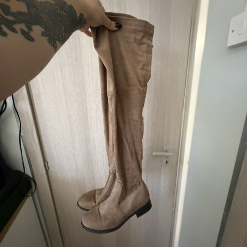 Boots over the knee like new, beige, size 38