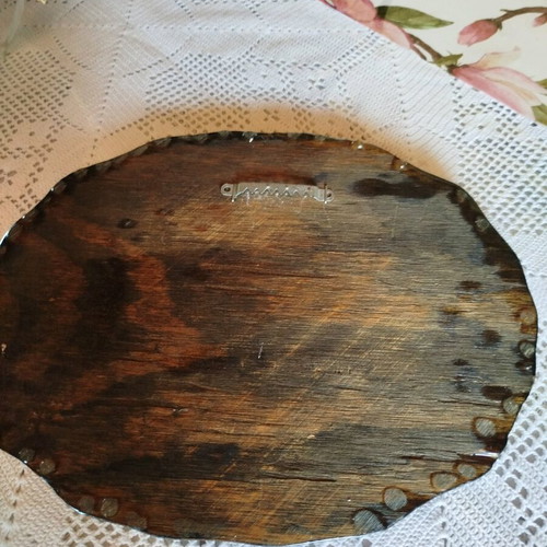 Wooden vintage wall plaque with Last Supper depiction used
