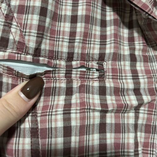 Checked shirt like new, purple and pink colors, slim fit, size L