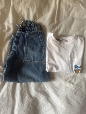 Τζιν παντελόνι πουά και μπλουζάκι Disney Zara σαν καινούργια, 5-6 ετών