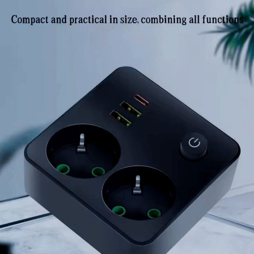 Power Strip 2x Schuko Sockets with USB-A & USB-C 2500W