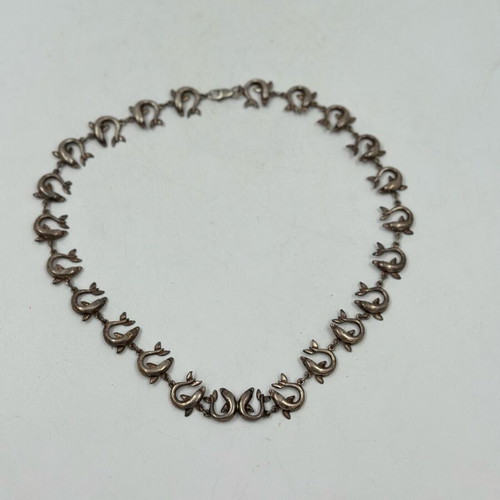 Vintage dolphin necklace 90s silver tone like new