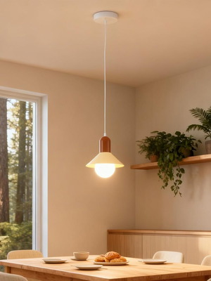 Niuniaj Hanging Ceiling Lamp E27, adjustable cable 150 cm, cream and brown