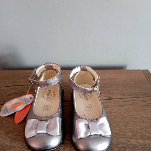 Leather children's ballerinas for girl -silver no.21