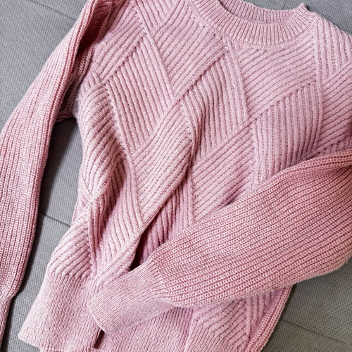 Pink knitted women's sweater