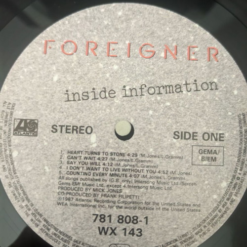 Foreigner Inside Information LP used, Rock