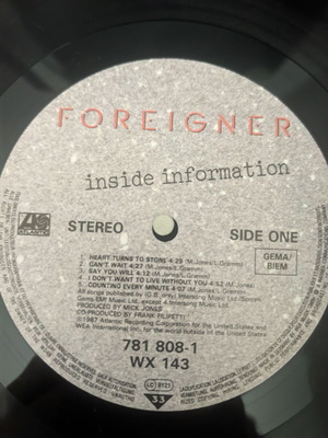 Foreigner Inside Information LP used, Rock