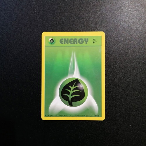 Pokémon Grass Energy Base Set 2 card used, 2000 common 127/130