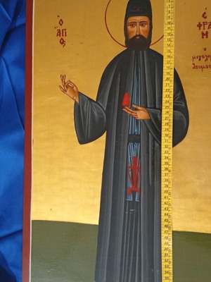 Ecclesiastical hand-painted icon Saint Ephraim with gold leaf 43x61 cm