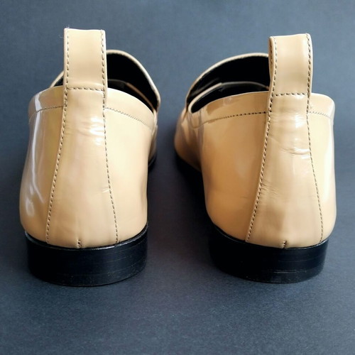 By Far Nick moccasins semi-patent leather beige with detachable gold ankle chain size 39