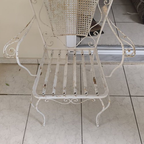 Outdoor furniture used, table and two chairs