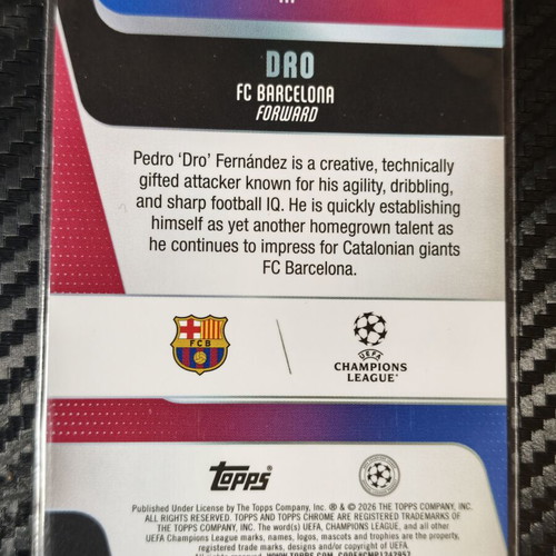 2025/26 Topps Chrome UEFA Champions League Dro Pedro Fernández RC Pink Refractor 153/250