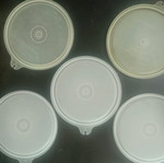 Tupperware καπάκια μεταχειρισμένα, σετ 5 τεμαχίων, διάφανα 11 εκ.