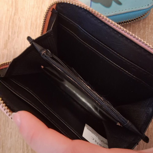 Wallets used with designs, blue and pink, set of 2