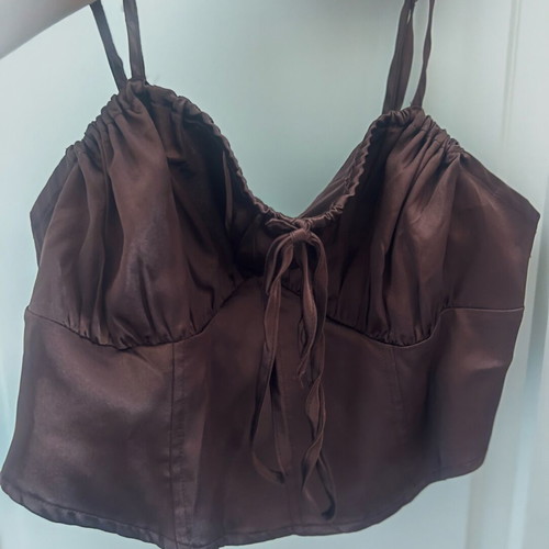 Brown satin corset like new, size M