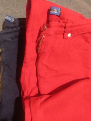 Anna Riska 2 denim pants used, blue and red