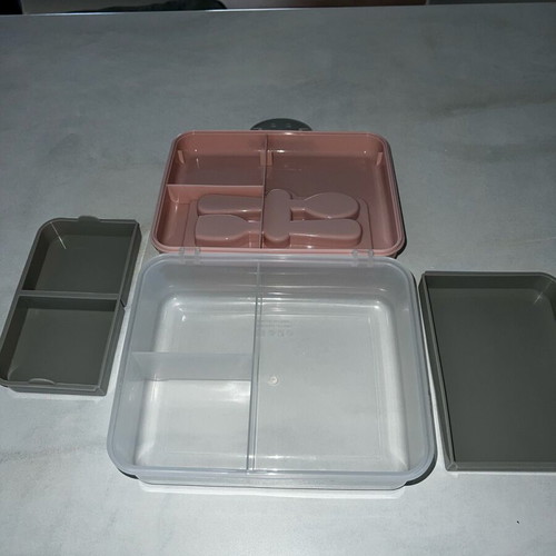 Melii Lunchbox with Spoon and Fork Pink like new