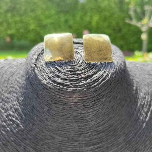 Bronze earrings, gold color, handmade accents