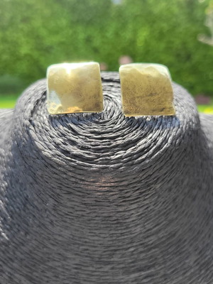 Bronze earrings, gold color, handmade accents