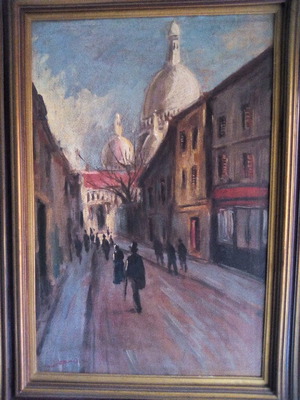 Oil painting used with wooden antique frame 65x90 cm