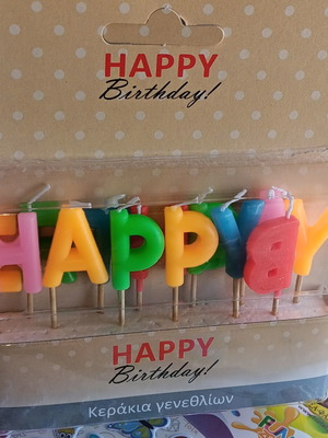Birthday candles shaped as letters Happy Birthday new, set of 13