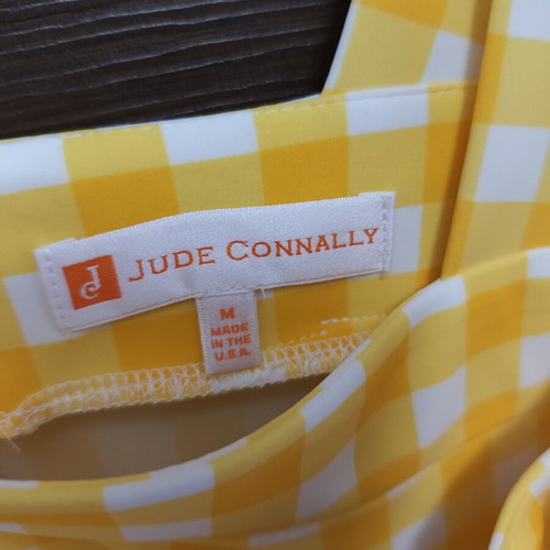 Jude Konally yellow checkered midi dress, medium
