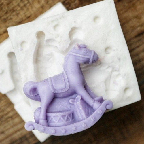 Silicone molds and colored powders set, horse, stroller, dress
