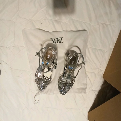 Zara sandals silver size 38 new
