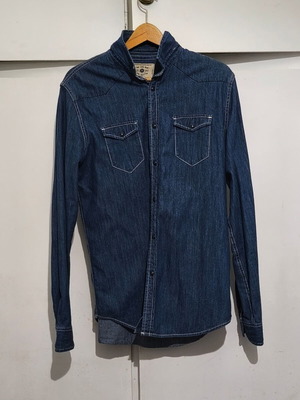 Πουκάμισο ανδρικό τζιν Zara large σαν καινούργιο, μπλε