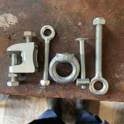 Metal parts new, screws and eye bolts 10 mm and 8 mm