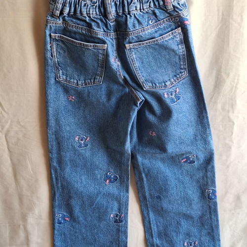 Zara Kids Disney Stitch wide leg embroidered denim jeans, size 9