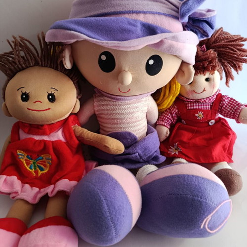 Cloth dolls like new, set of 3, 40, 38 and 32 cm