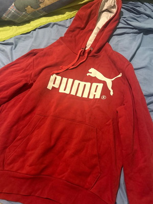 Puma hoodie like new, red and white, size S