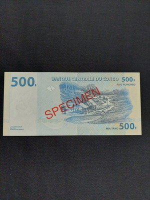 SPECIMEN. CONGO 500 FRANCS.