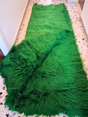 Flokati rug used green 2.50×1.60 ready for decoration