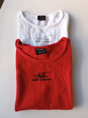 Fubu Jeans T-shirts used, pack of 2, white and red, size L