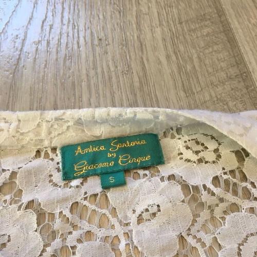 Antica Sartoria by Giacomo Cinque lace top blouse with beads S like new, white