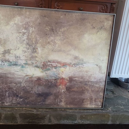 Modern painting like new, abstract art with metal frame