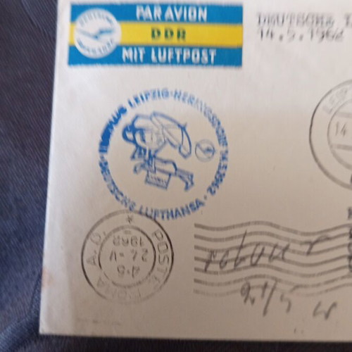 First Flights East Germany 1962 Used Lufthansa and Alitalia Covers