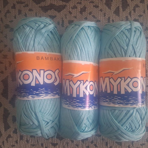 Mykonos summer cotton yarn in sea blue color, 3 skeins like new