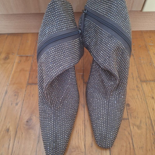 Zara high heel ankle boots grey with rhinestones size 40