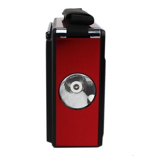 Portable rechargeable radio with flashlight, MP3, USB, SD card, green