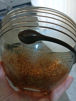 Crystal bowl new beige brown with concentric rings
