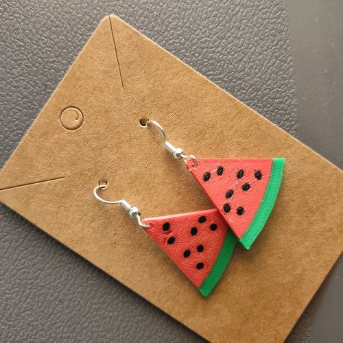 Watermelon design earrings 3D printed made to order